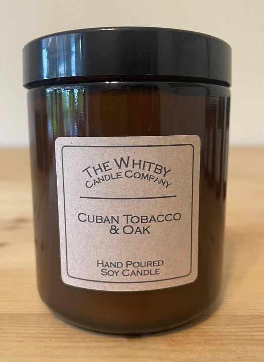 Cuban Tobacco & Oak Scented Jar Candle - The Whitby Candle Company