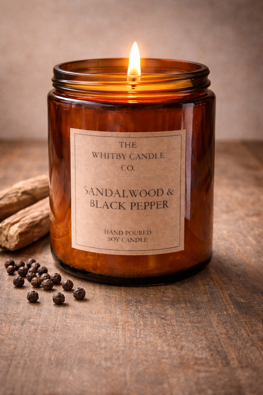 Sandalwood & Black Pepper Scented Jar Candle