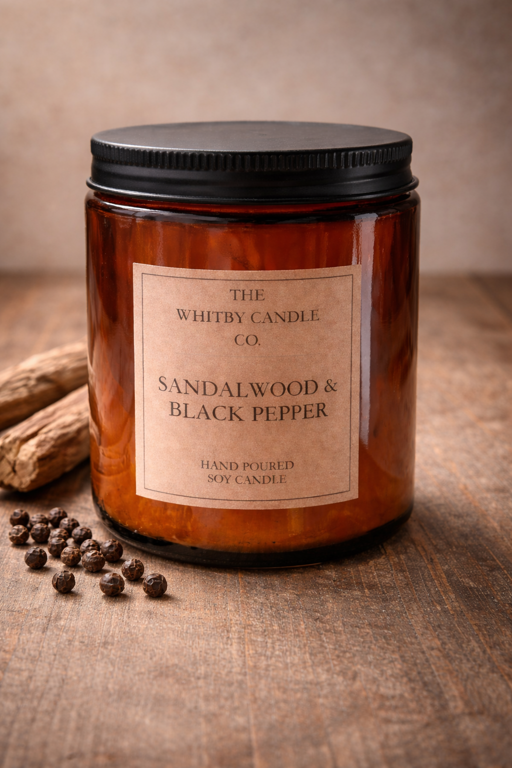 Sandalwood & Black Pepper Scented Jar Candle