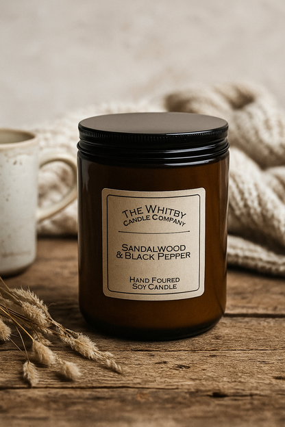 Sandalwood & Black Pepper Scented Jar Candle
