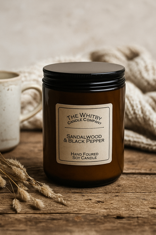 Sandalwood & Black Pepper Scented Jar Candle
