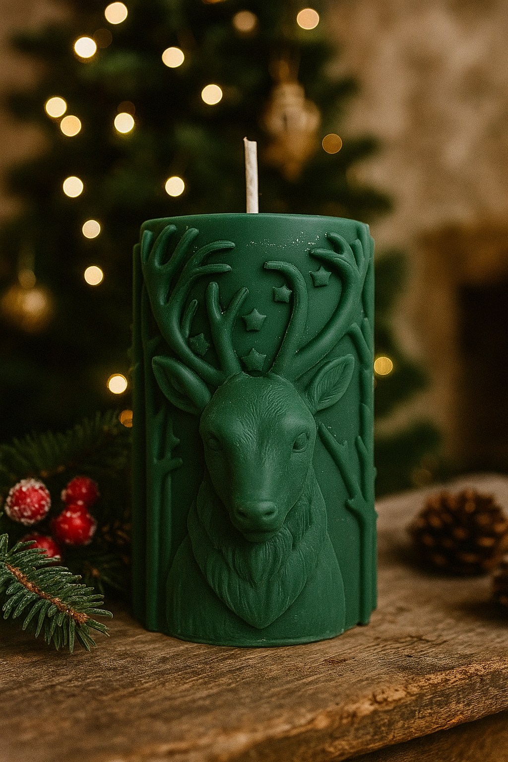 Green Reindeer Pillar