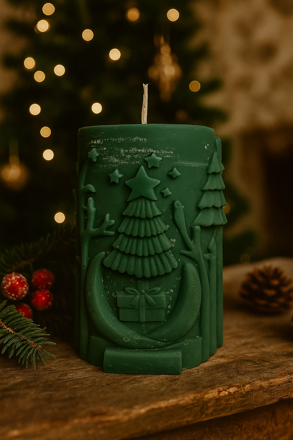 Green Reindeer Pillar