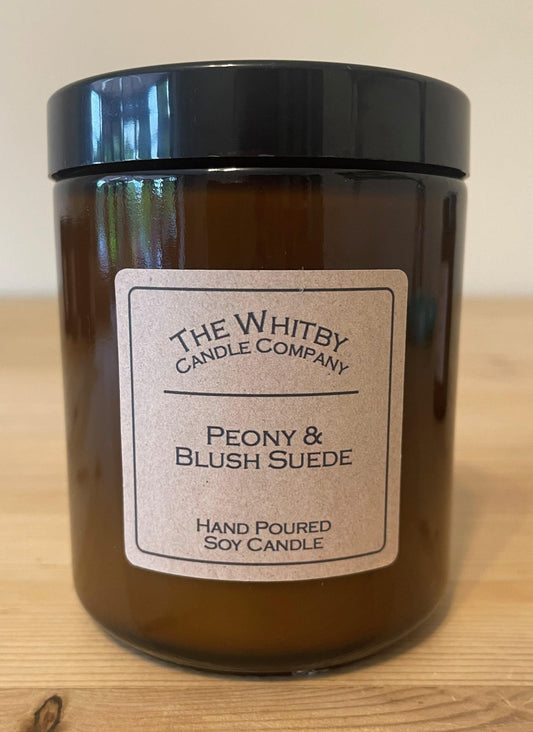 Peony & Blush Suede Scented Jar Candle - The Whitby Candle Company